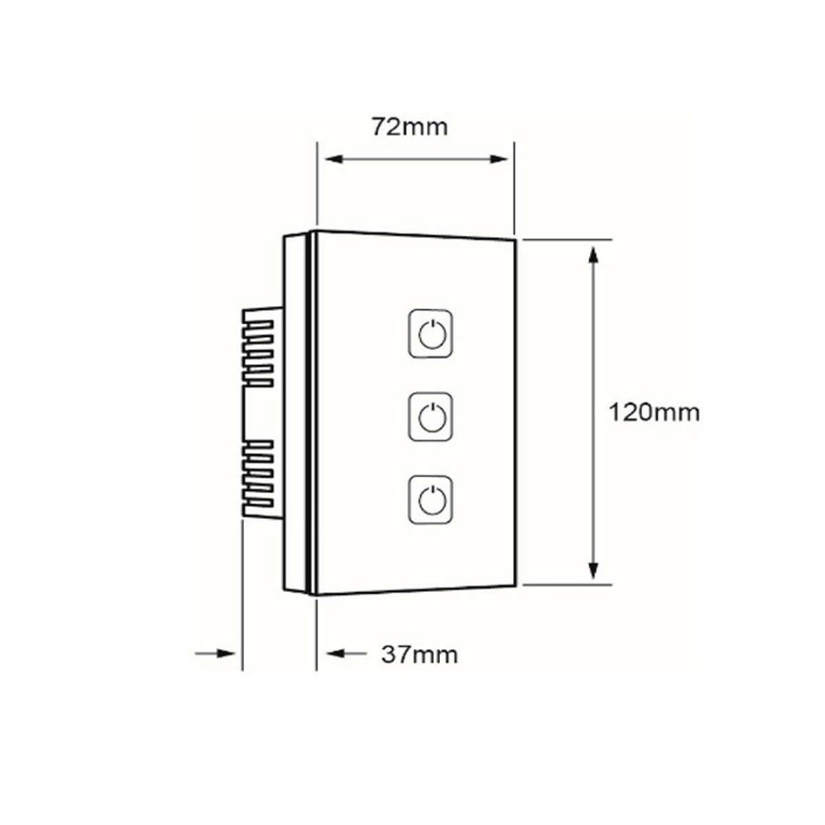 Apagador Inteligente Touch 3 Botones - TSWI3MVBTCW