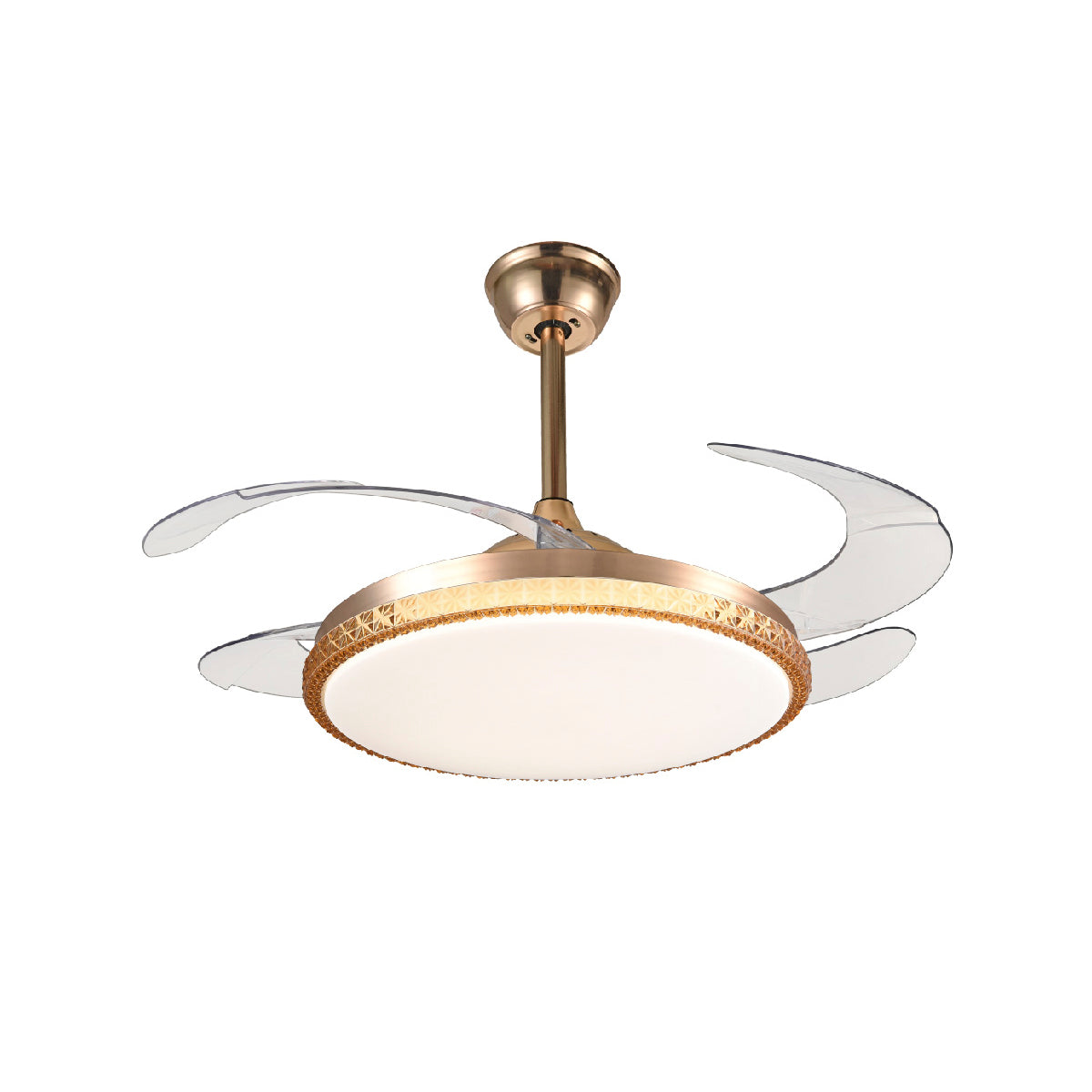 Ventilador Dorado De Techo Retráctil Con Lámpara Led - F8958-42